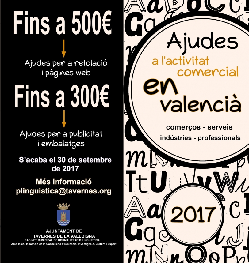 Ayudas en la actividad comercial en valenciano para las empresas de Tavernes