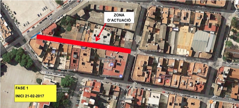 Empiezan los trabajos de mejora integral en la calle Sant Ramon de Gandia