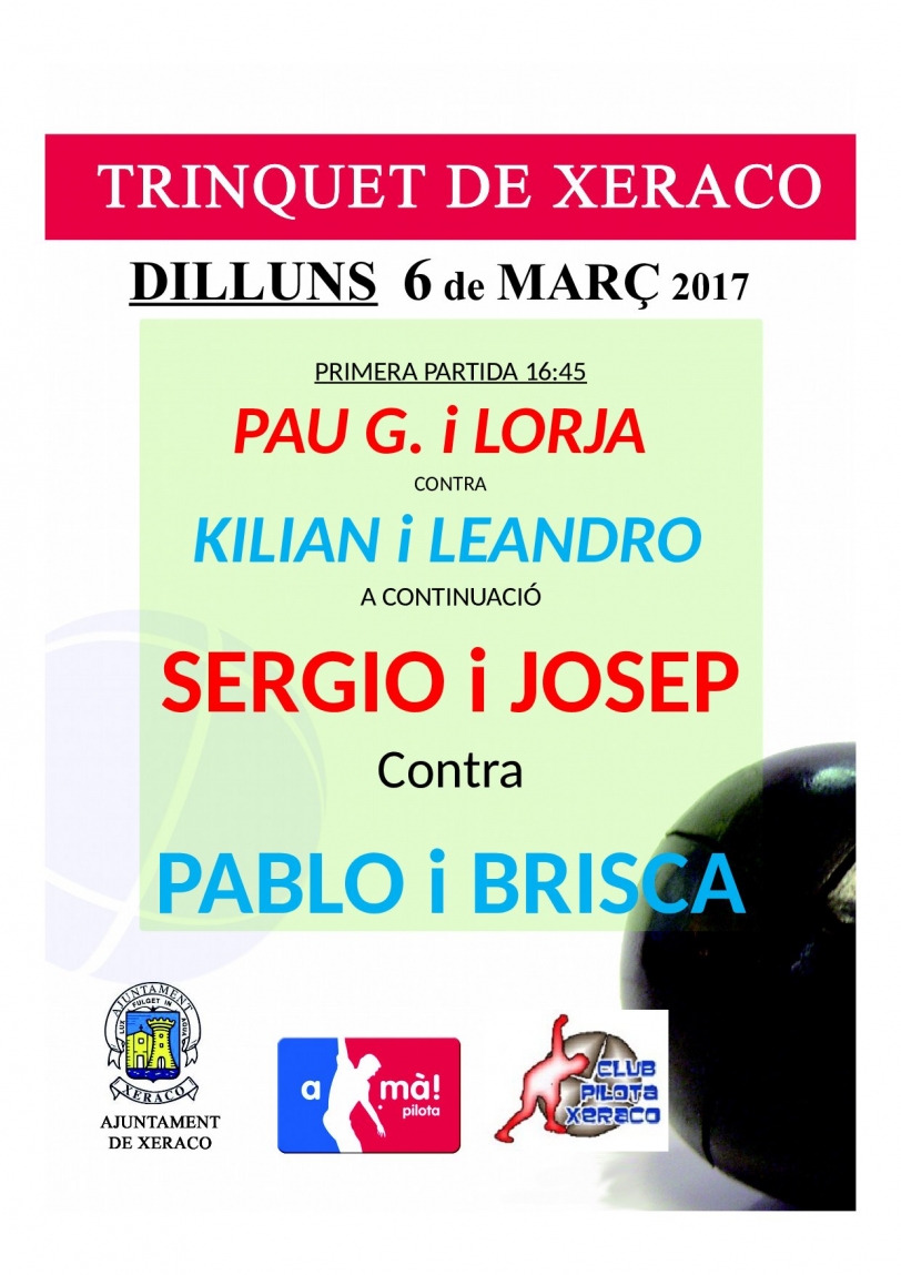 El Trinquet de Xeraco acoge dos partidas de `pilota valenciana´