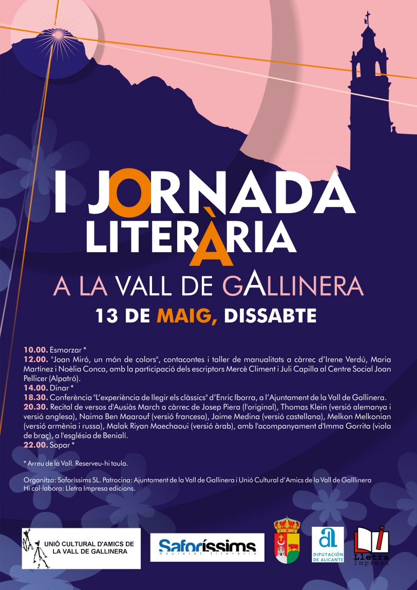 La Vall de Gallinera acoge este sábado la Primera Jornada Literària 