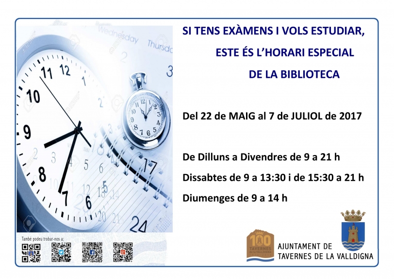 La Bilbioteca de Tavernes amplía su horario a partir del 22 de mayo