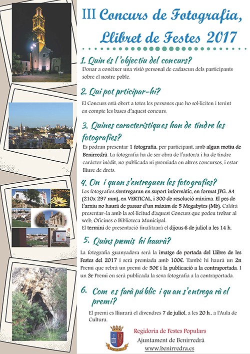 Comienza el Tercer Concurso de Fotografía del Libro de Fiestas en Benirredrà