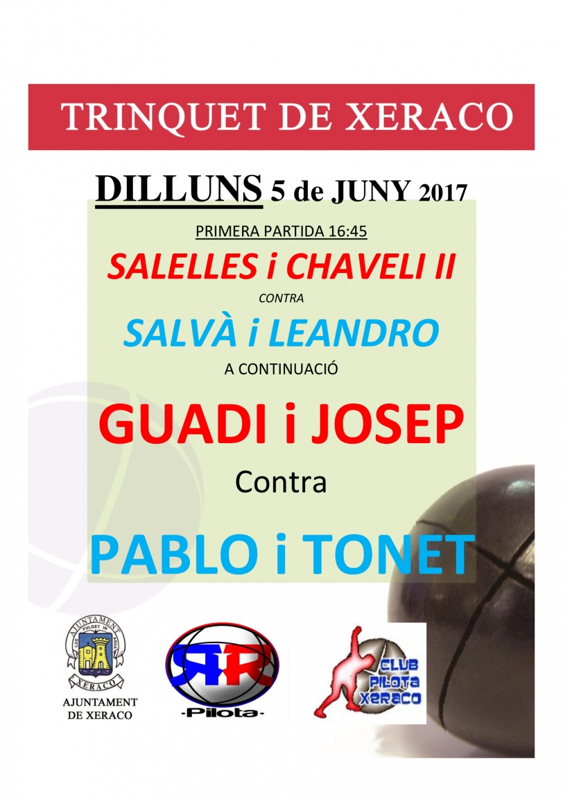 El Trinquet de Xeraco acoge dos partidas de Pilota Valenciana este lunes