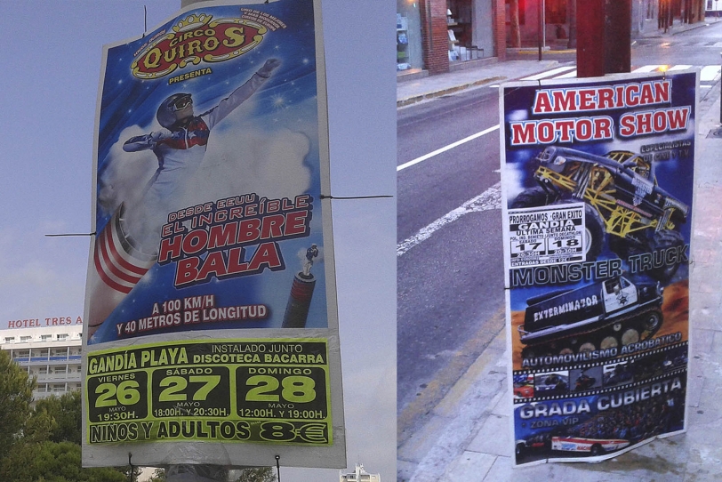 Vuelve la moda de incumplir la ordenanza con carteles en mobiliario urbano