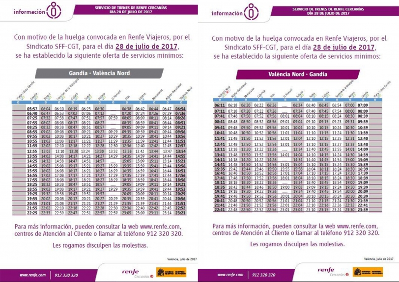 Se establecen los servicios mínimos de la huelga de Renfe del 28 de julio