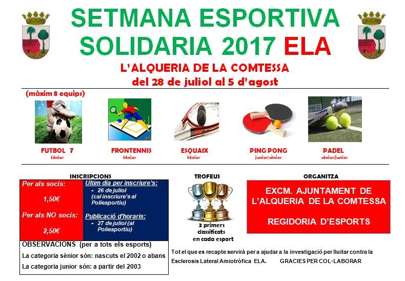 El dinero recaudado en la semana deportiva solidaria se destinará a la ELA