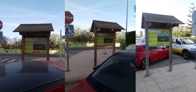 Nueva señal en la playa Cà y de l´Anella Verda, aprovechando la marquesina