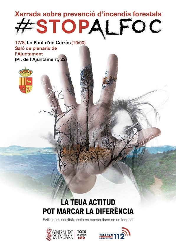 Conferencia de prevención de incendios en Font d´en Carròs el 17 de agosto