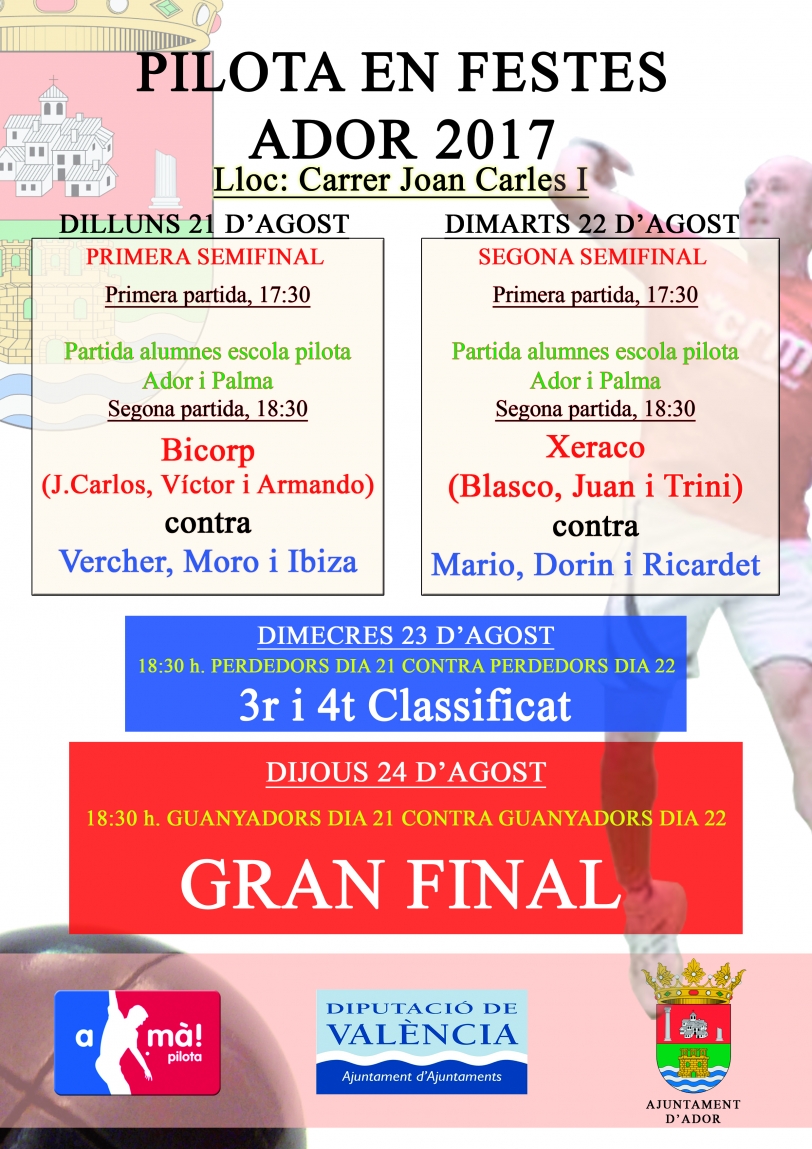 El municipio de Ador celebrará el Torneo de Raspall del 21 al 24 de agosto