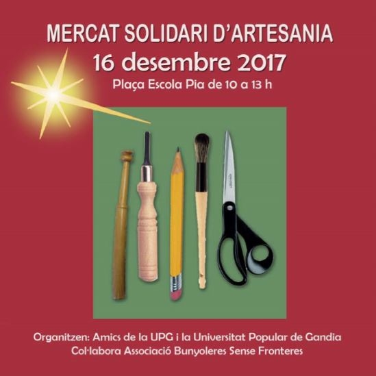 Gandia acogerá un mercado solidario el próximo 16 de diciembre