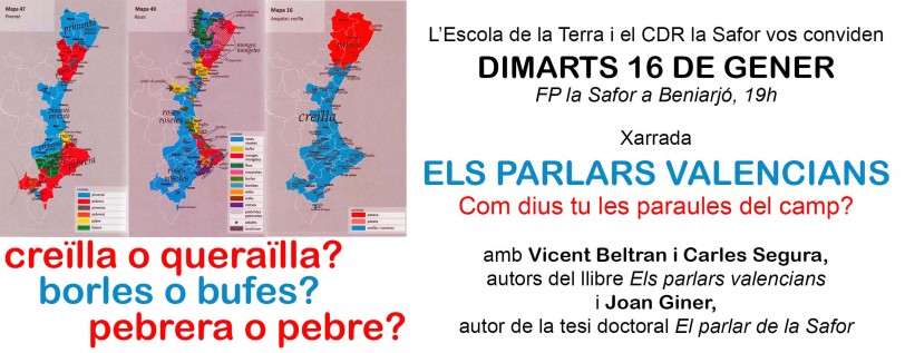 Una charla sobre las hablas del valenciano será celebrada en Beniarjó
