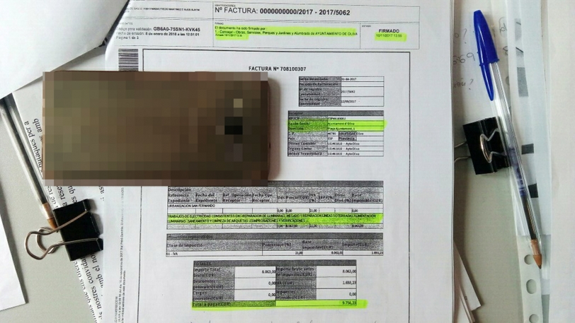 El PP de Oliva destapa una factura que tilda de falsa y pide se investigue