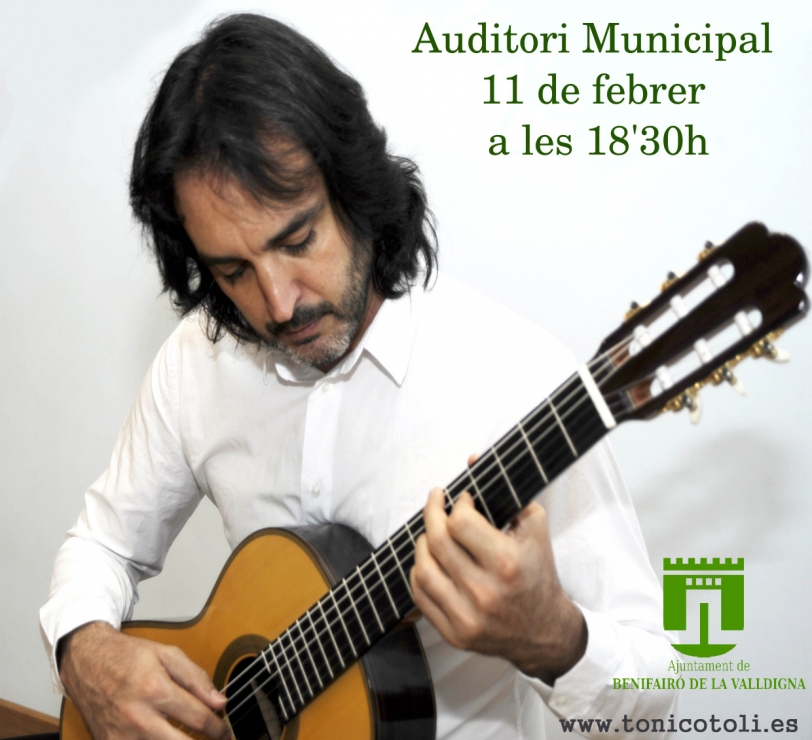 El guitarrista valenciano Toni Cotolí dará un concierto en Benifairó