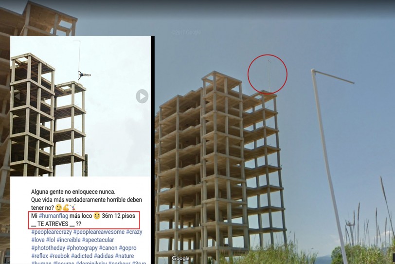 Una fotografía que pone los pelos de punta a 30 metros de altura en Piles