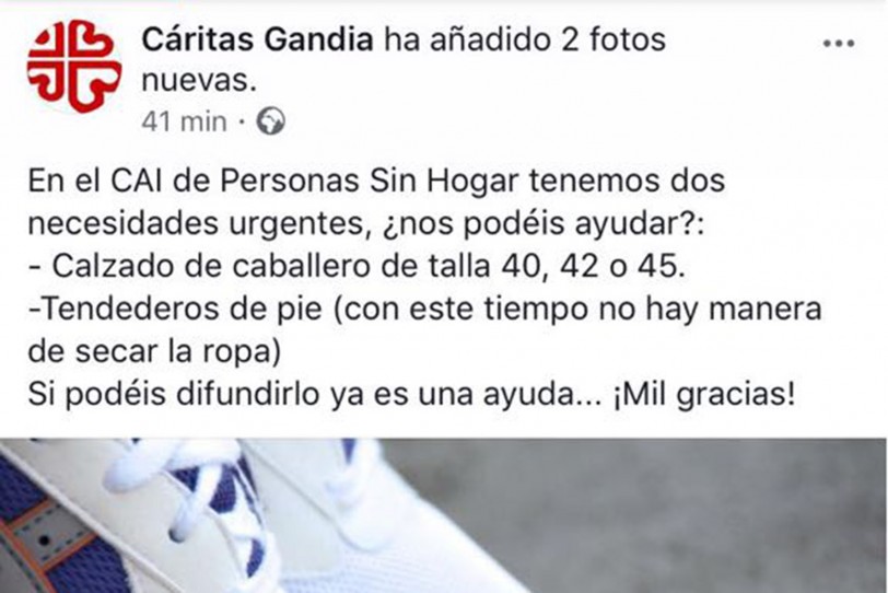 El Centro de Personas Sin Hogar pide calzado de hombre y tendederos de pie