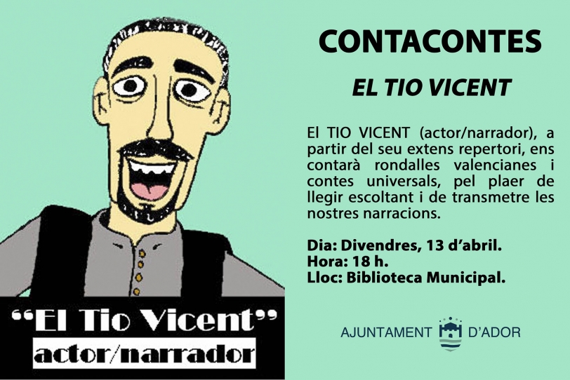 Ador organiza un cuenta cuentos a cargo del Tio Vicent este viernes 13