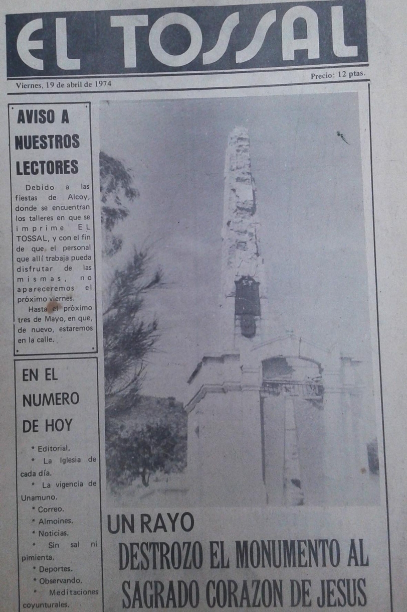 Hoy se cumplen 44 años del rayo en el monumento al Corazón de Jesús