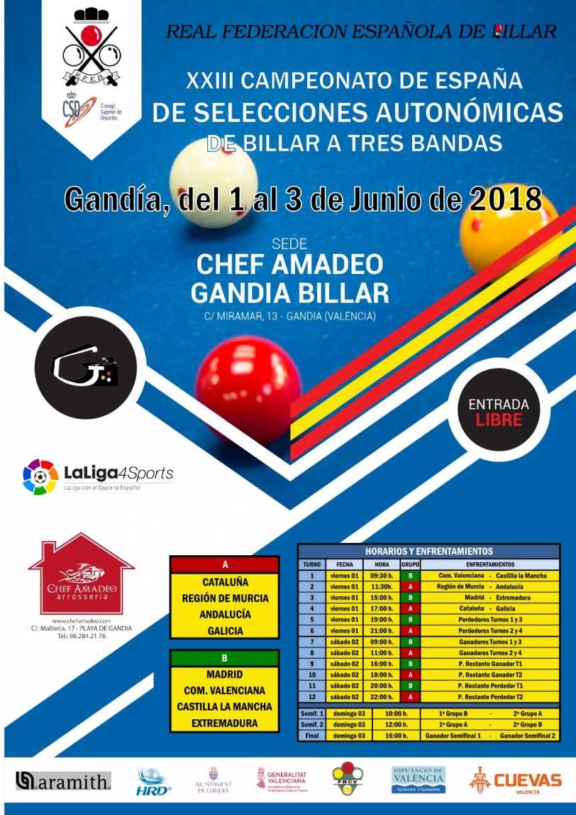 Gandia es sede este fin de semana del Campeonato de España de Billar