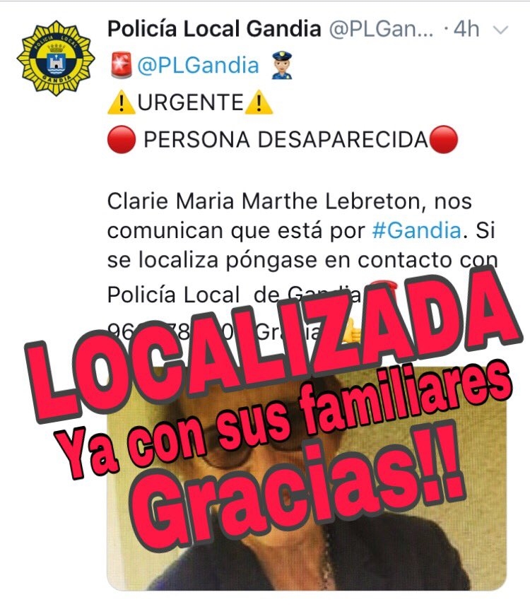 Hallan a la mujer francesa desparecida en Gandia