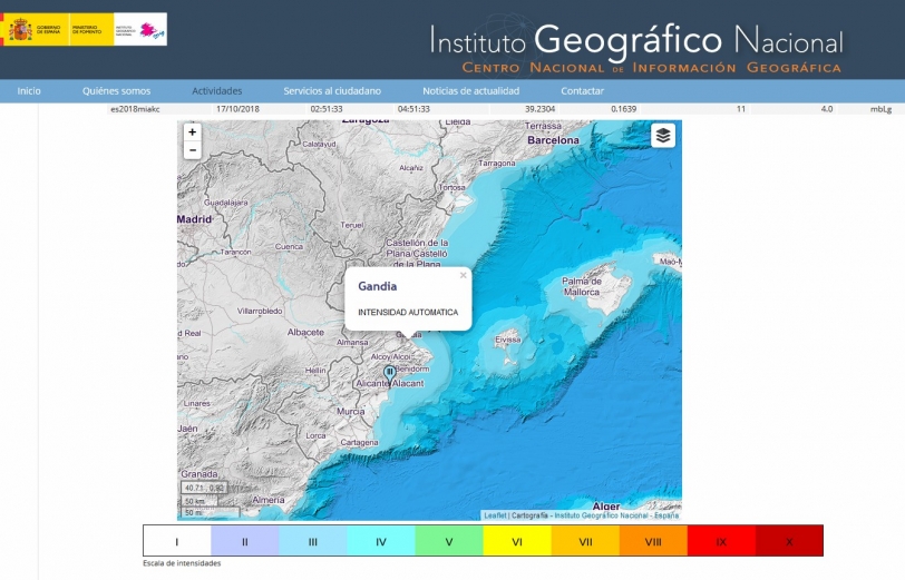 Un terremoto de intensidad IV en el Golfo de València llega a Gandia