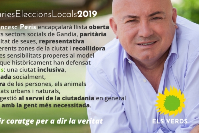 Joan Francesc Peris candidato a la alcaldía de Gandia por Els Verds