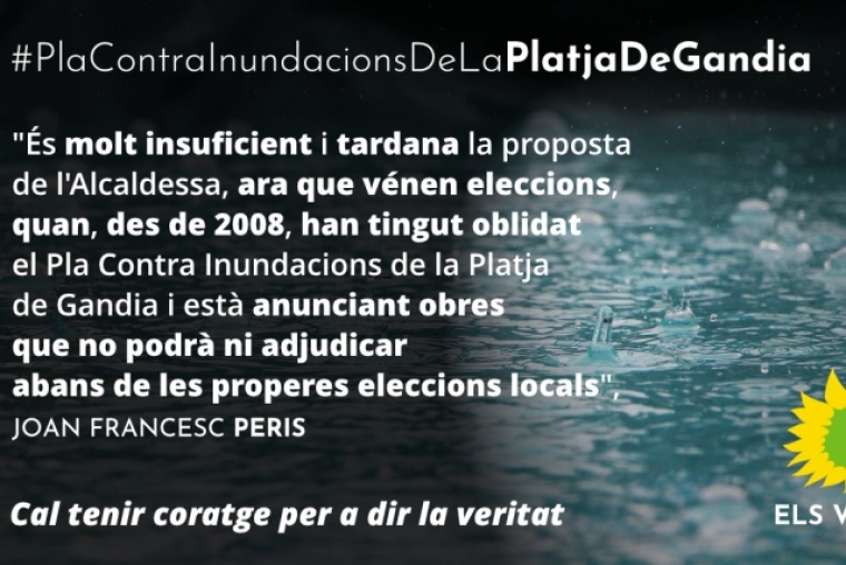 Els Verds exigen completar el Plan Contra Inundaciones en la Playa de Gandia