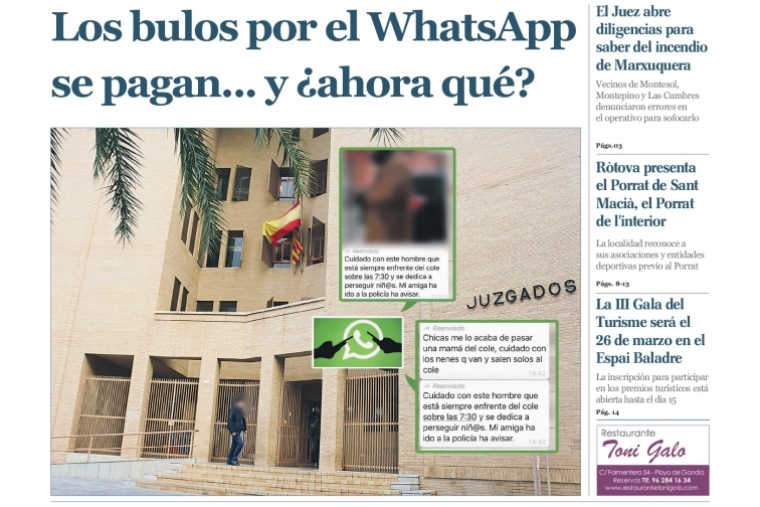 Dos madres pagarán por difundir bulos por WhatsApp en Gandia.Y ¿ahora que?