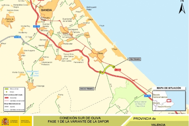 El Gobierno autoriza la licitación de las obras de la conexión sur de Oliva 