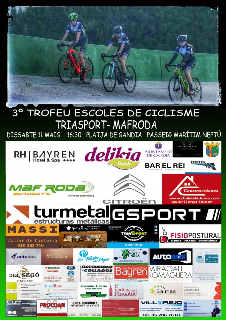La playa de Gandia acoge el sábado el 3ºTrofeo Escolar de Ciclismo Triasport