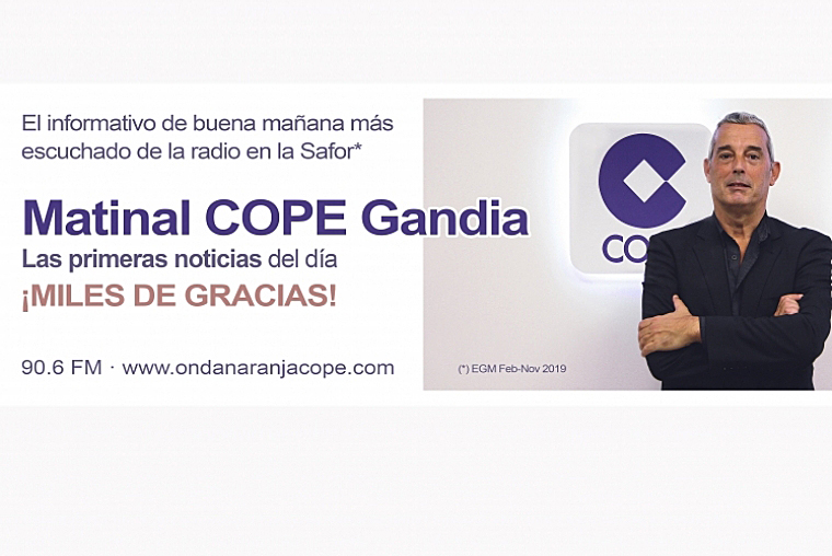 Cope Gandia, líder de la radio en la Safor según el EGM