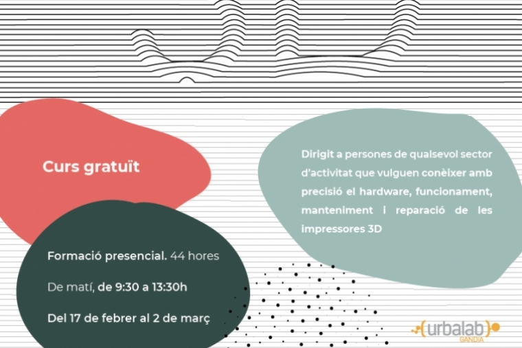 Gandia programa en el Urbalab un curso gratuito de Técnico de Impresión 3D