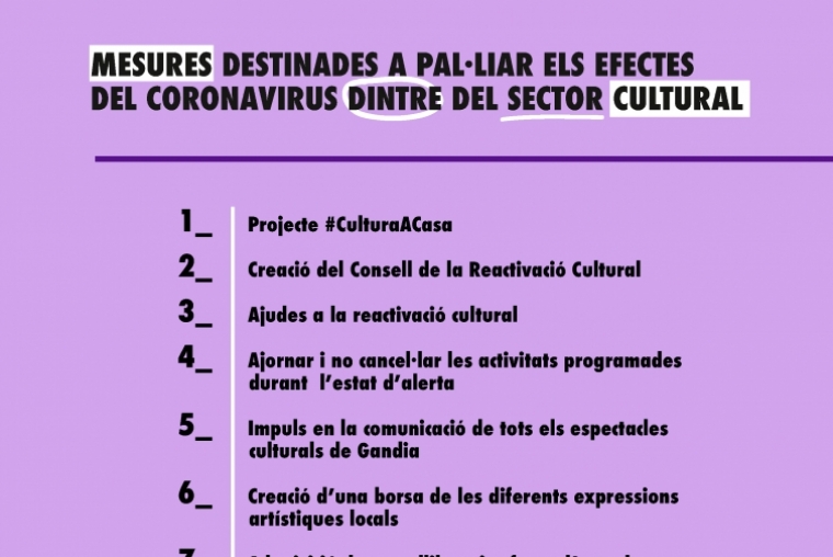 Cultura Gandia pone en marcha 14 medidas de ayuda al sector cultural