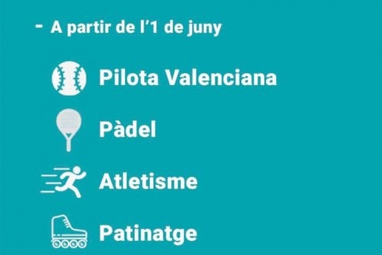 Oliva reinicia determinadas escuelas deportivas municipales el 1 de junio
