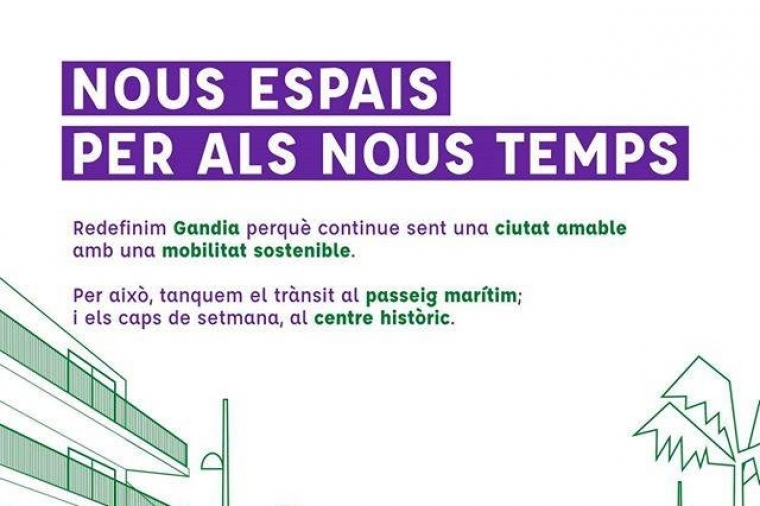 Tras primera línea de playa, Gandia cierra el Centro Histórico al tráfico