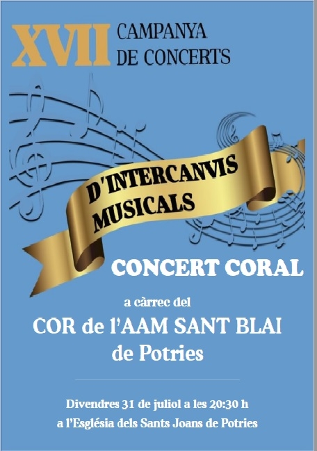Potries cierra julio con un concierto de la coral Sant Blai