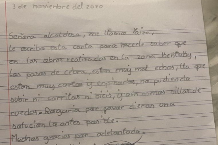 Una niña de 8 años dirige una carta a la alcaldesa de Gandia