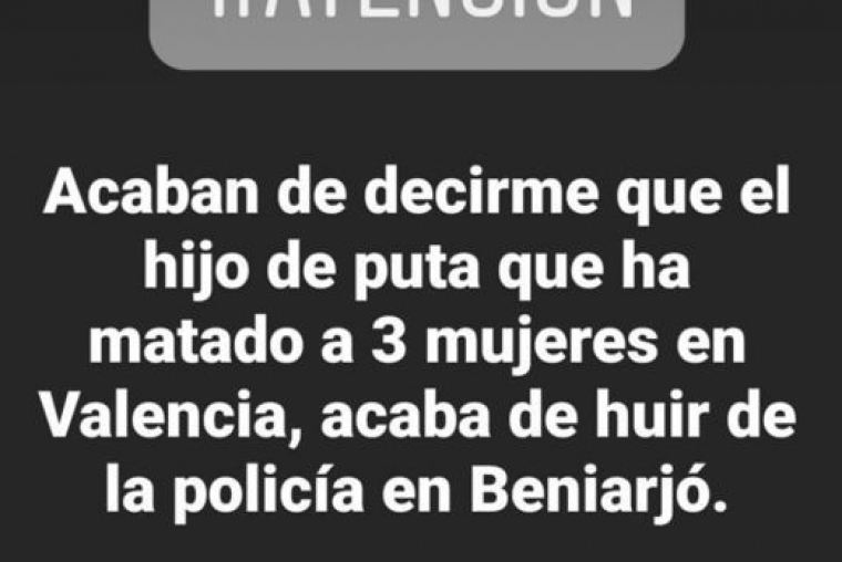 El bulo del asesino de mujeres sigue recorriendo Gandia y la Safor
