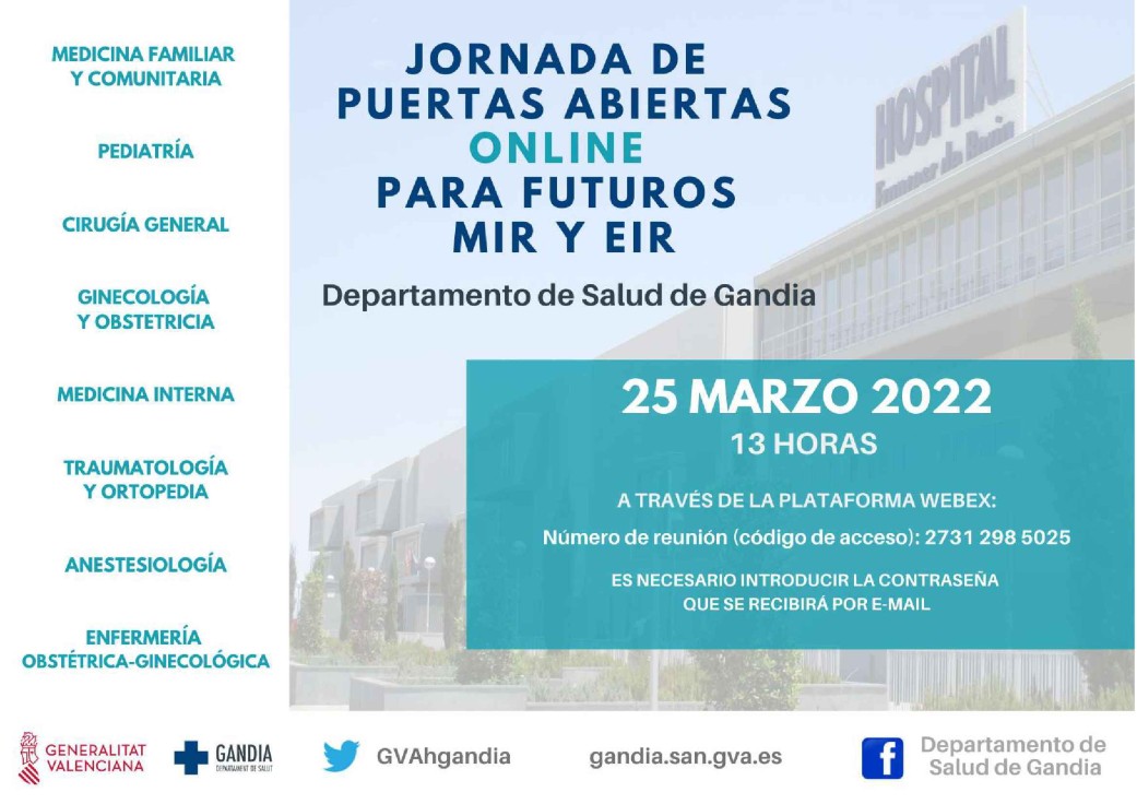 El Departamento de Salud de Gandia oferta 21 plazas MIR y 2 plazas EIR