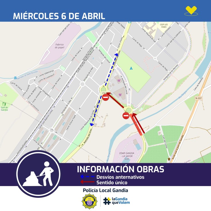 Se corta el puente de Daimús entre La Depuradora y la carretera del Grau