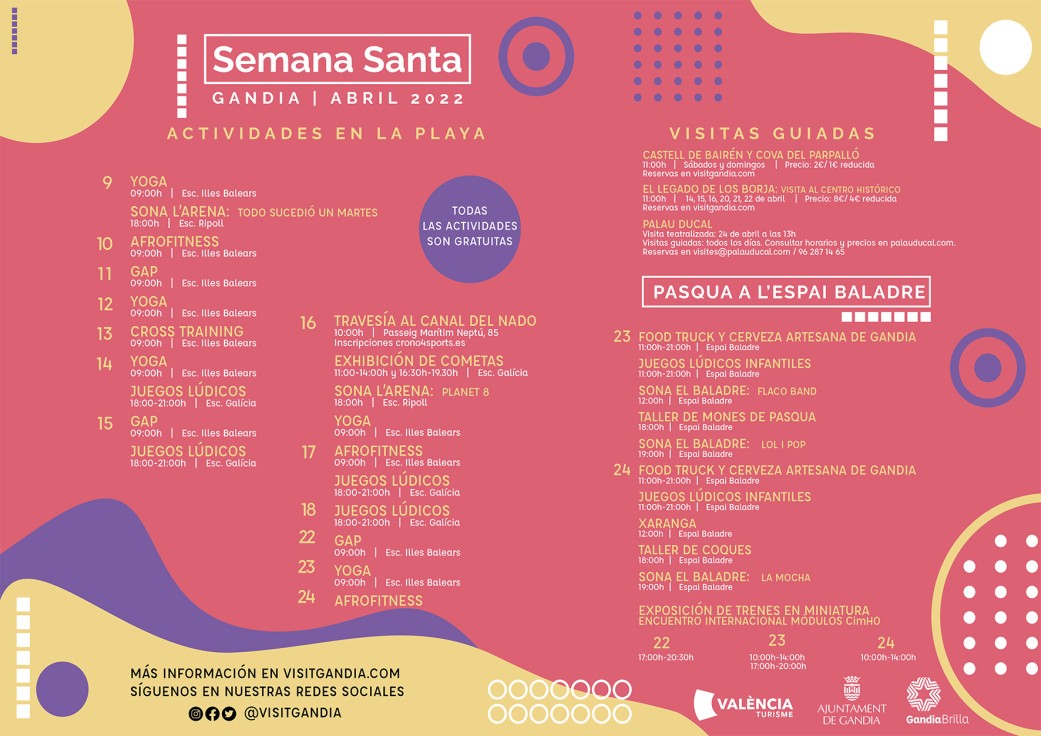 Gandia programa más de 100 actividades para todos los públicos durante la Semana Santa