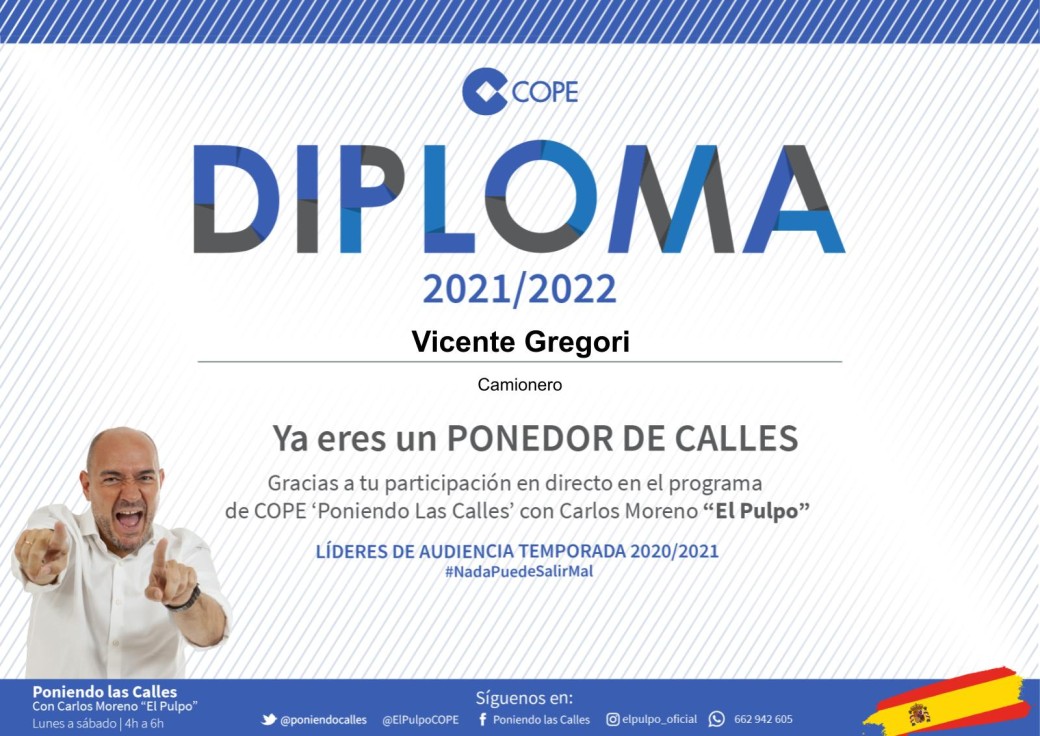 El fósforo de Cope Gandia, Vicent El Camionero, la vuelve a liar a nivel nacional