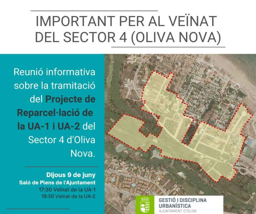 Oliva desbloquea la gestión del Sector 4 de Oliva Nova tras 11 años