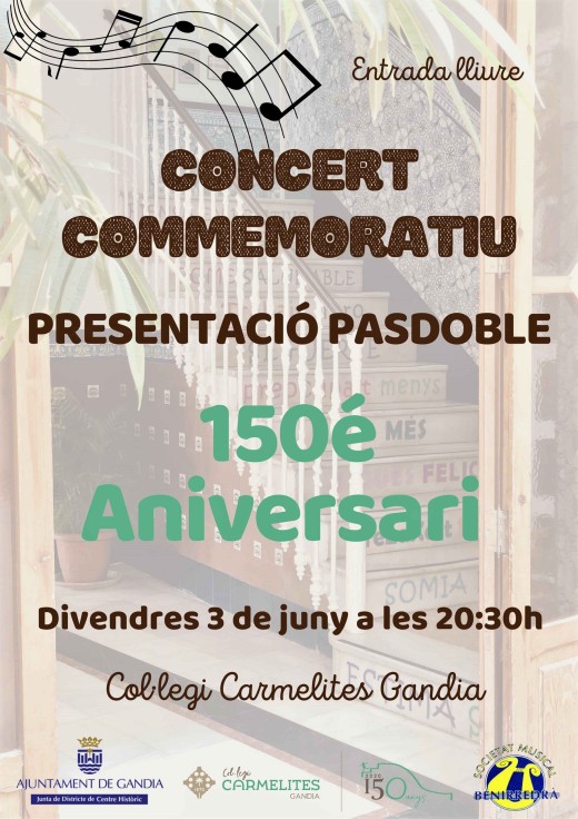 Concierto, con estreno musical, de los 150 años del colegio Carmelites de Gandia