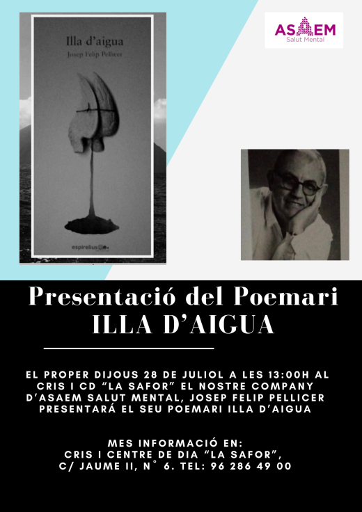 Josep Felip Pellicer presenta su poemario Illa d'Aigua