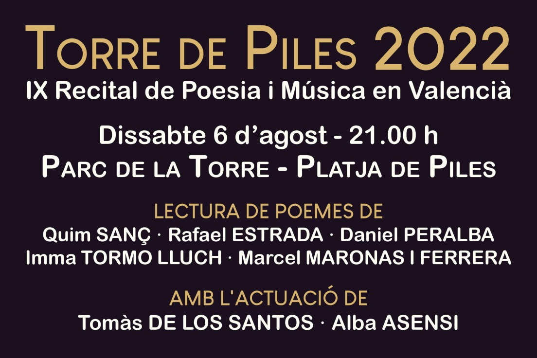 El recital de poesía y música en valenciano Torre de Piles llega el sábado a su novena edición