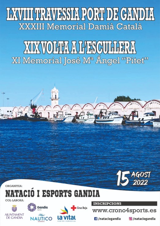 La Travessia al Port de Gandia y la Volta a l'Escullera se realizarán el próximo lunes 15 de agosto