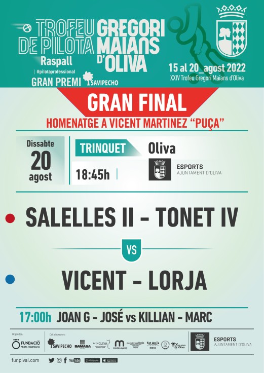 Gran final del Trofeo Gregori Maians en Oliva el sábado