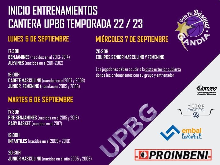 La cantera del UPB Gandia comienza también los entrenamientos