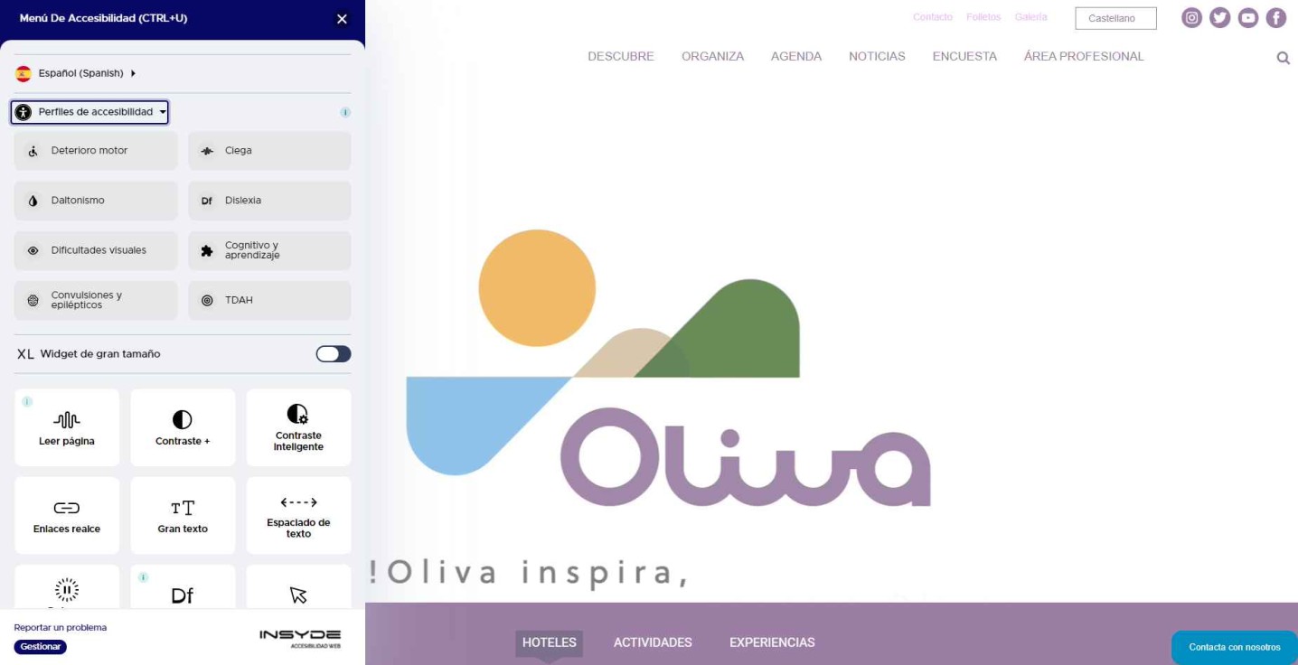 La web de Oliva Turismo ya es más accesible e inclusiva