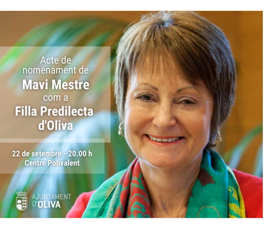 Oliva celebra hoy el nombramiento de la rectora magnífica de la UV, Mavi Mestre como Hija Predilecta de la Ciudad